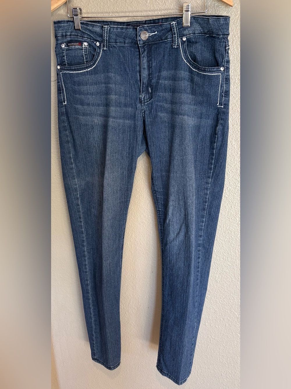Rich Cow Jeans Rhinestone Cross Embroidered Skinny Jeans Y2K Western Bling